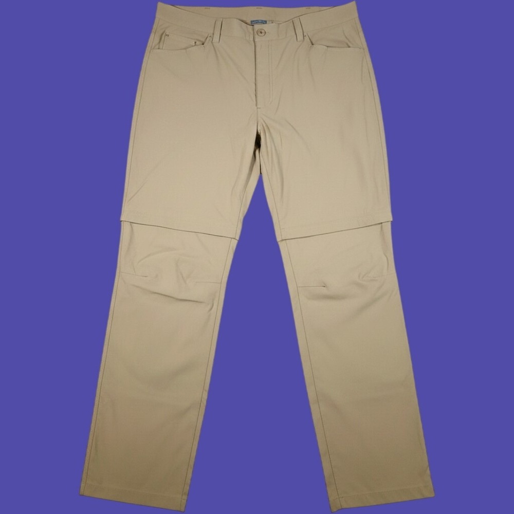 Eddie Bauer Convertible Tech Pant Mens 40x34 Tan Nylon Spandex Hiking Travel